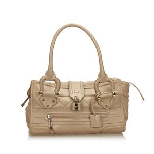 Burberry Brown Beige Others Leather Boston Bag United Kingdom