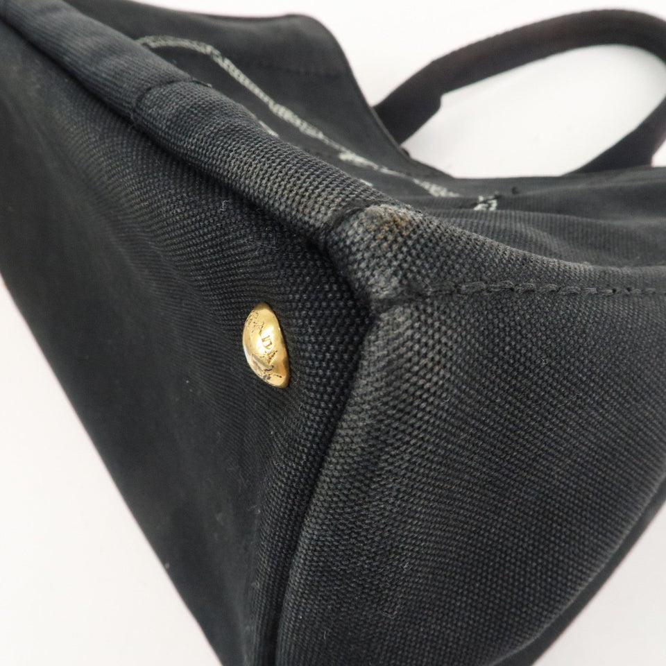 Prada Canapa Canvas Tote Bag Hand Bag Black B1877B