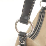 Prada Logo Jacquard Leather Shoulder Bag Beige Black BR3430