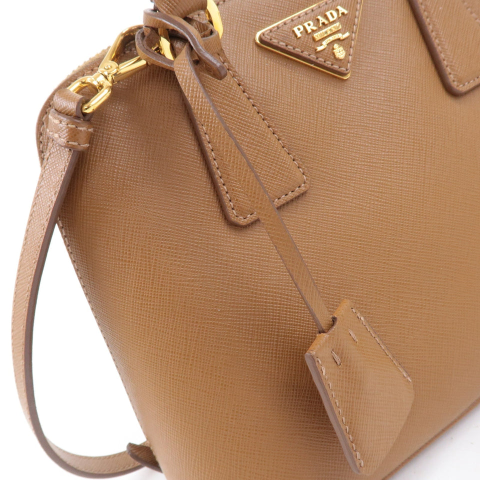 Prada Logo Leather 2Way Bag Hand Bag Shoulder Bag Brown