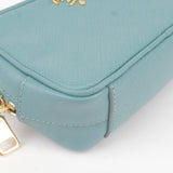 Prada Vitello Daino Leather Shoulder Bag Purse Light Blue 1BC073