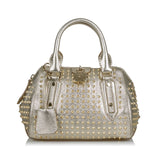 Burberry Silver Others Leather Studded Thornley Satchel Italy
