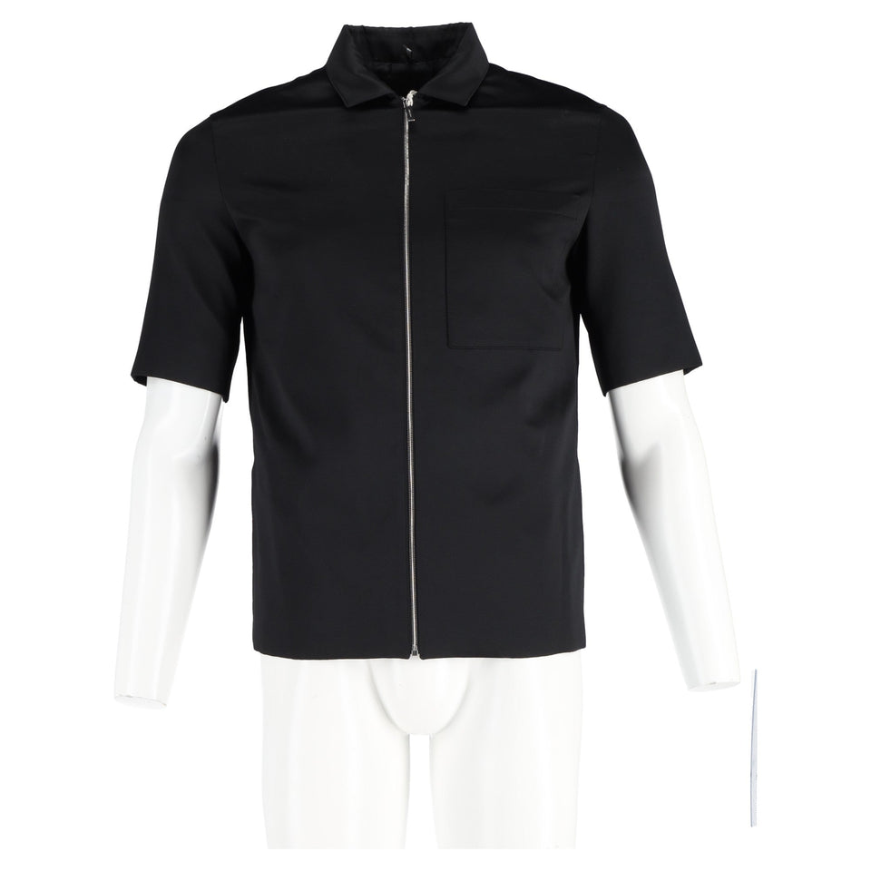 Dior Zip Front Shirt in Black Cotton