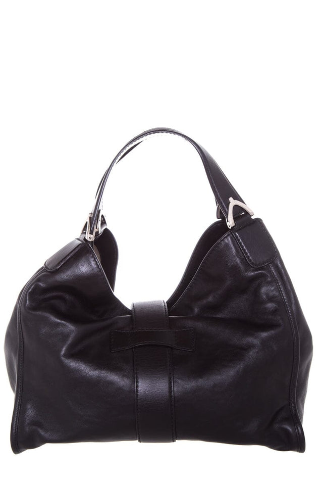 Gucci Black Leather D-Ring Tote