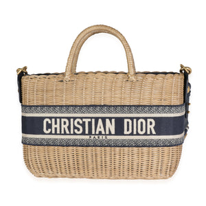 Christian Dior Oblique Jacquard Wicker Basket Bag