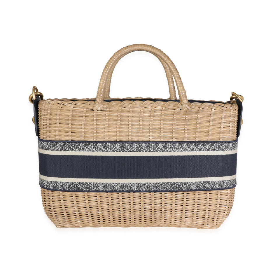 Christian Dior Oblique Jacquard Wicker Basket Bag