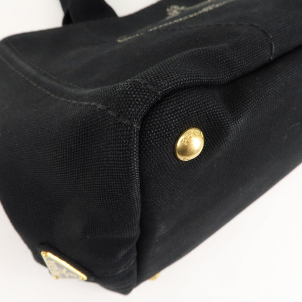 Prada Canapa Canvas Tote Bag Hand Bag Black BN1877