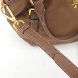 Prada Logo Nylon Leather 2Way Bag Hand Bag Brown BR4993