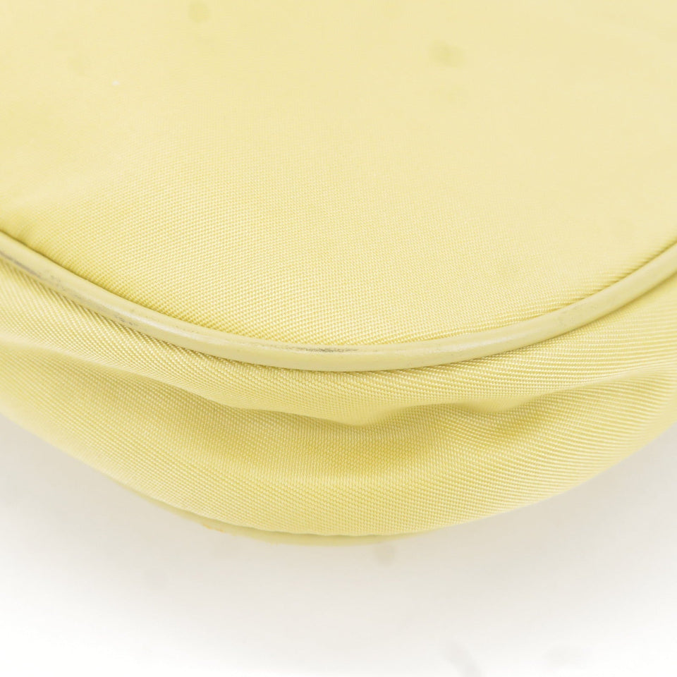 Prada Logo Nylon Leather Chain Shoulder Bag Yellow BR0104