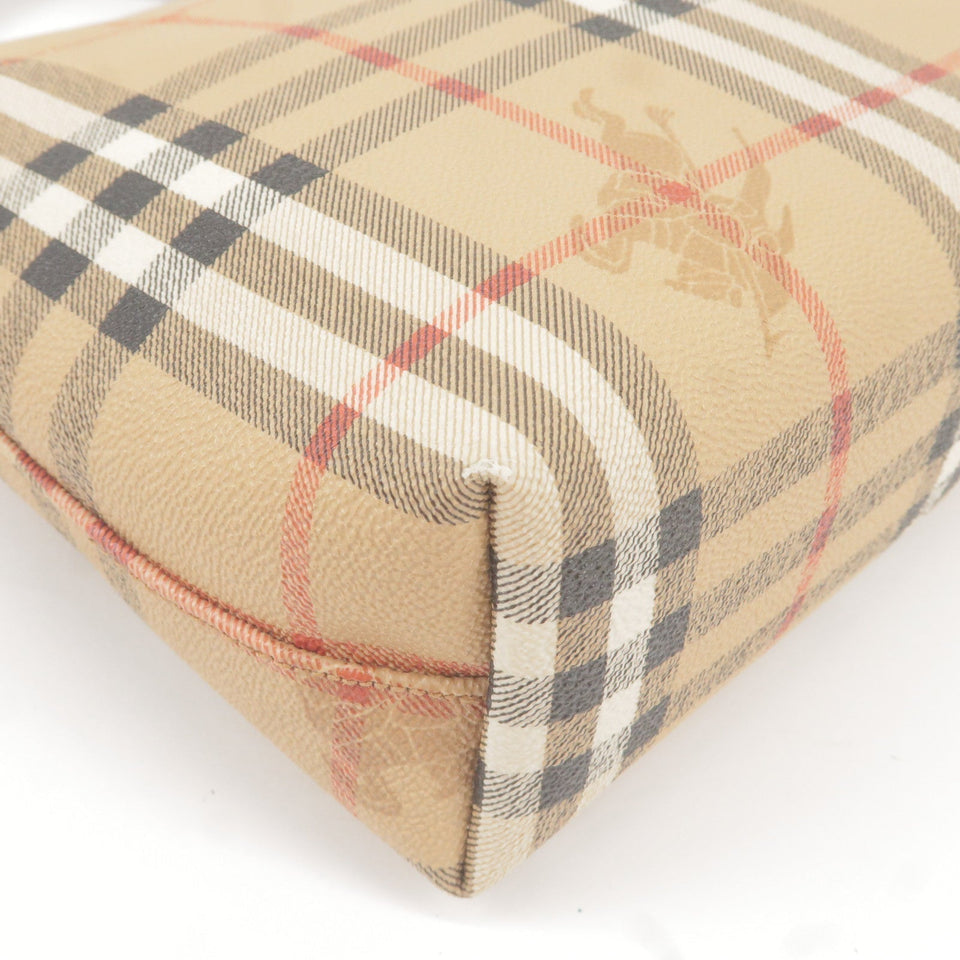 BURBERRY Nova Plaid PVC Leather Shoulder Bag Beige Brown