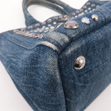 Prada Denim Bijou Canapa Mini Canvas 2Way Hand Bag Blue 1BG439