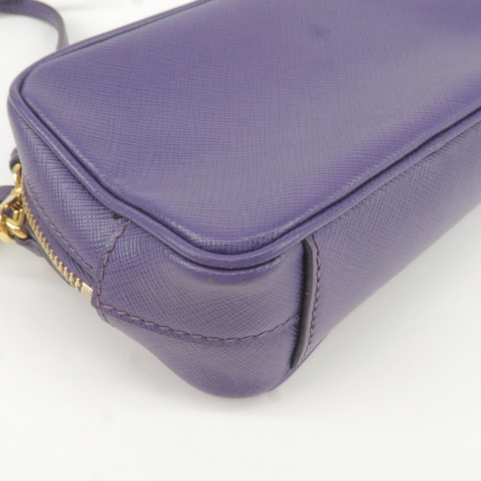 Prada Logo Leather Mini Shoulder Bag 2Way Bag Pouch Purple