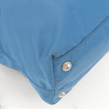 Prada Logo Nylon Leather Tote Bag Hand Bag Blue