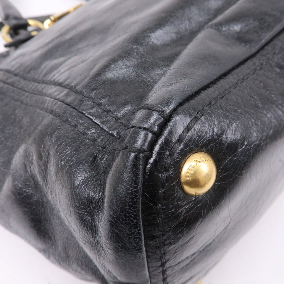 Prada Leather 2WAY Bag Shoulder Bag Hand Bag Black BN2151