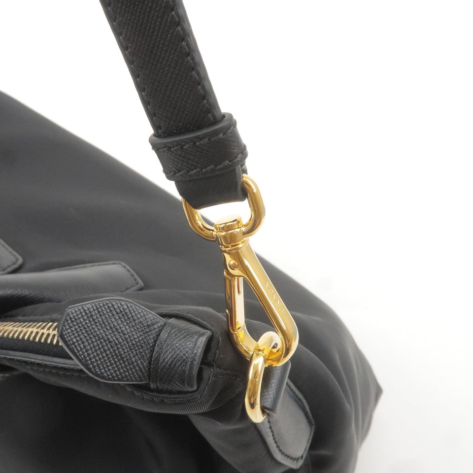 Prada Logo Nylon Leather 2Way Bag Hand Bag NERO Black BN2106