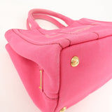 Prada Logo Canapa Mini Canvas 2Way Tote Bag Pink 1BG439