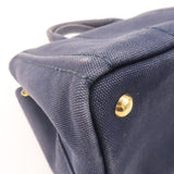 Prada Canapa Mini Canvas 2Way Tote Bag Hand Bag Navy 1BG439