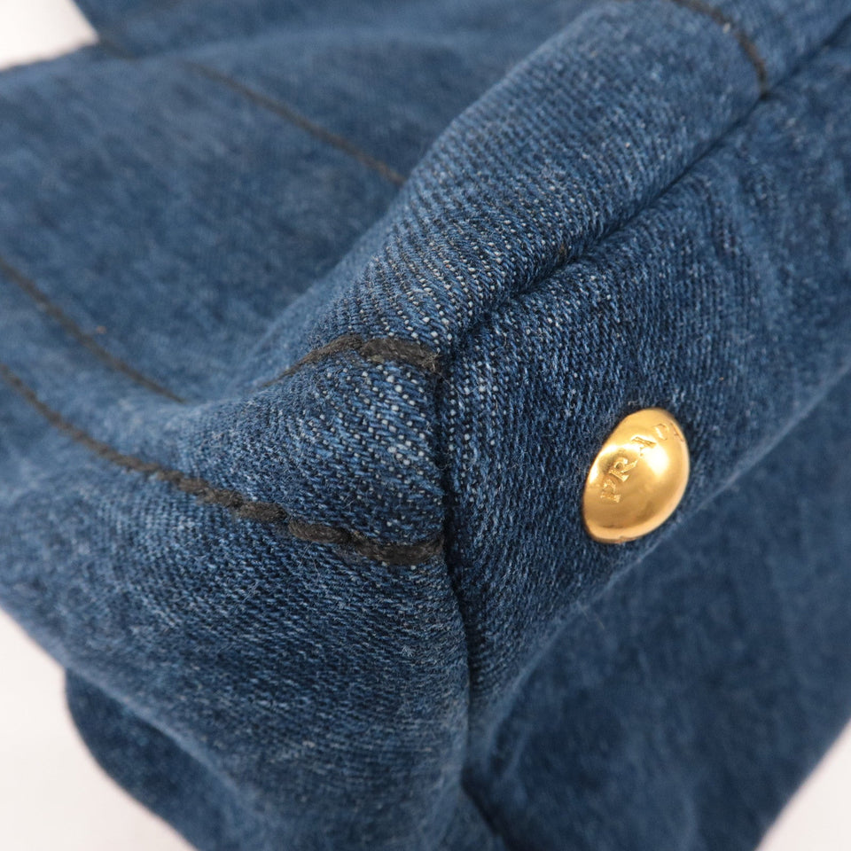 Prada Canapa Denim Tote Bag Hand Bag Denim Blue B1877B