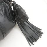 Prada Logo Leather Shoulder Bag With Tassel Black