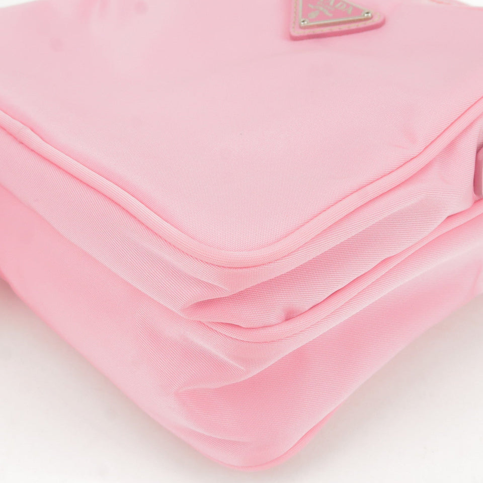 Prada Nylon Leather Shoulder Bag Pouch Purse Pink  BT0169