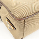 Prada Logo Jacquard Leather Shoulder Bag Beige Brown 1BH089