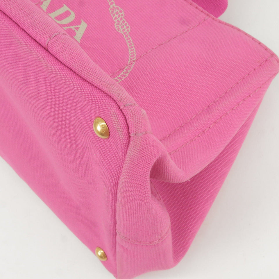 Prada Canapa Canvas Tote Bag Hand Bag Pink BN1877
