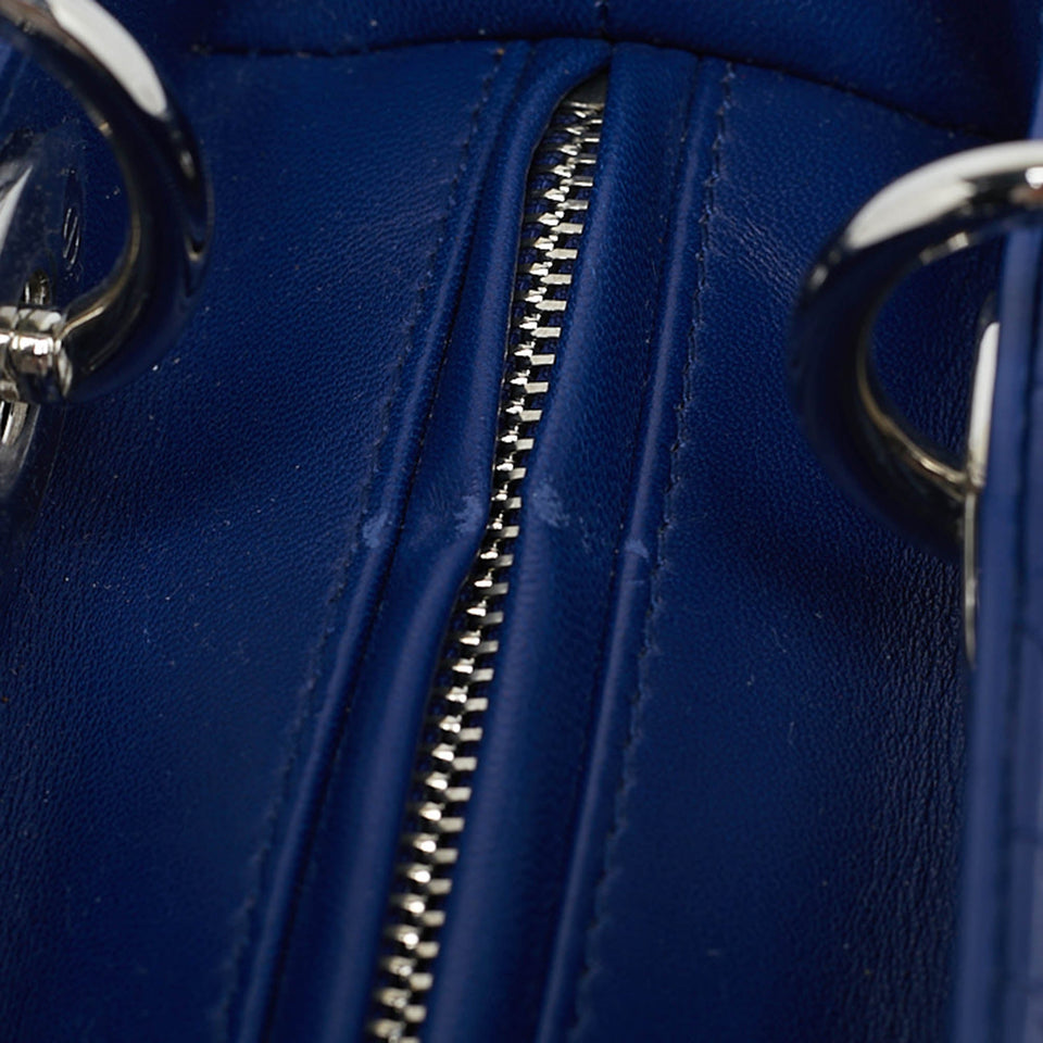 Dior Blue Cannage Leather Medium Lady Dior Tote