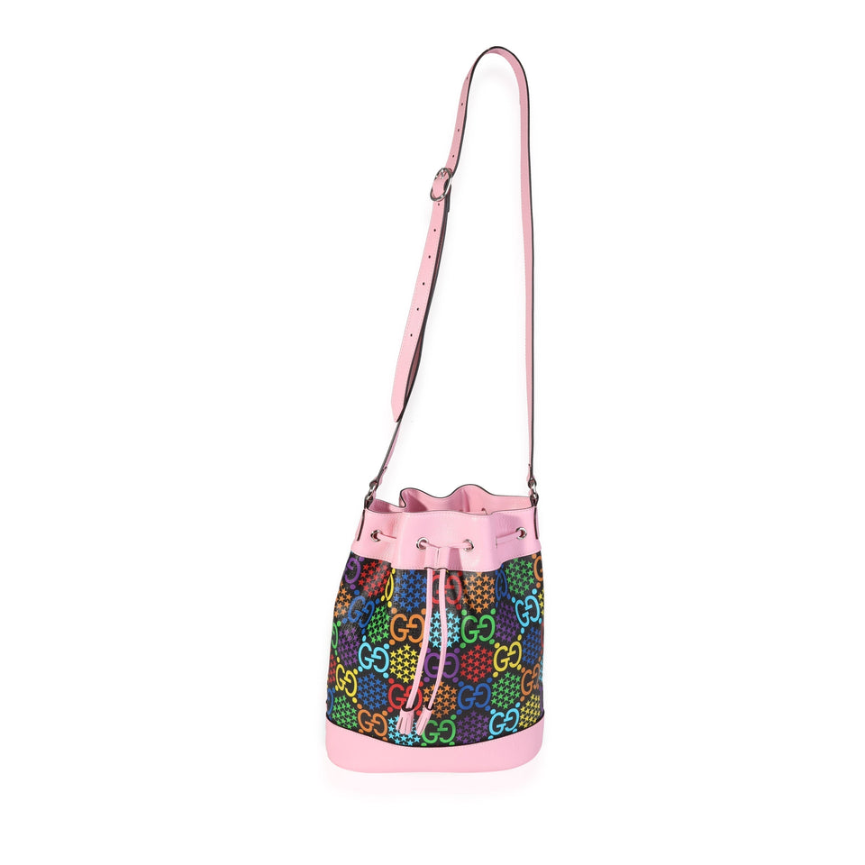Gucci Multicolor Coated Canvas & Pink Leather Psychedelic Bucket Bag