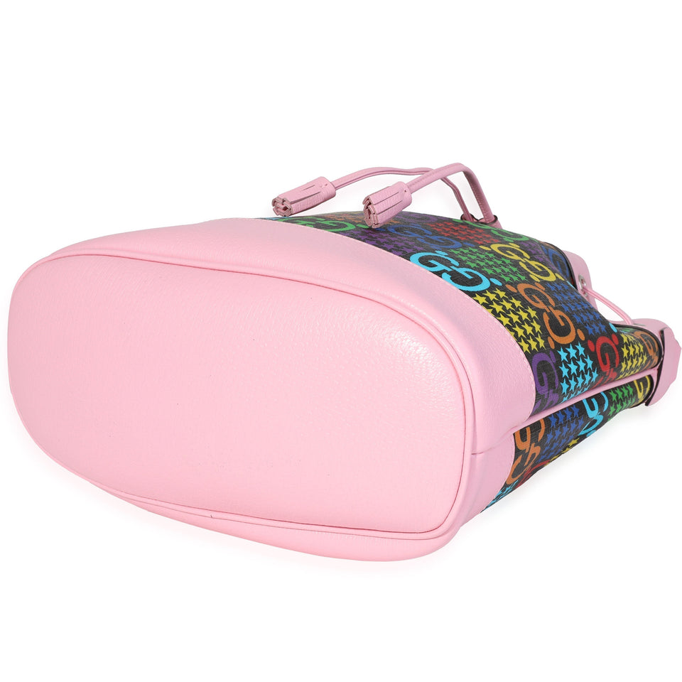 Gucci Multicolor Coated Canvas & Pink Leather Psychedelic Bucket Bag