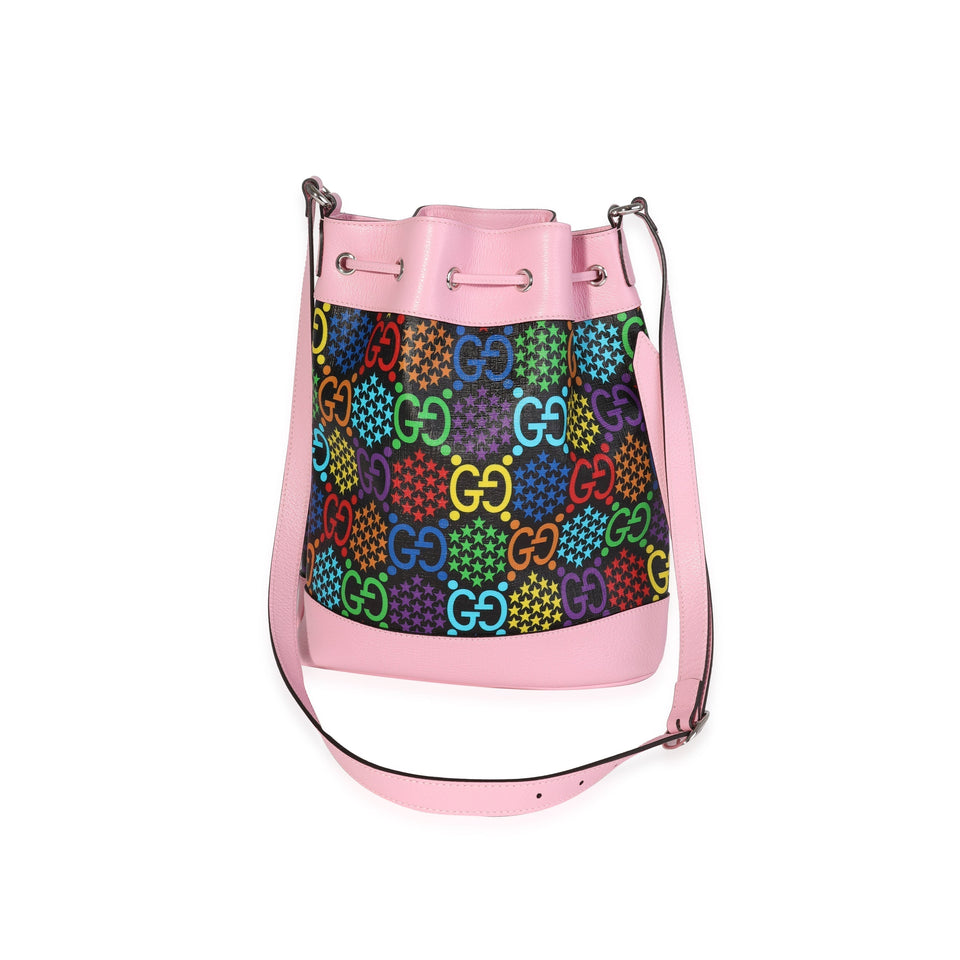 Gucci Multicolor Coated Canvas & Pink Leather Psychedelic Bucket Bag