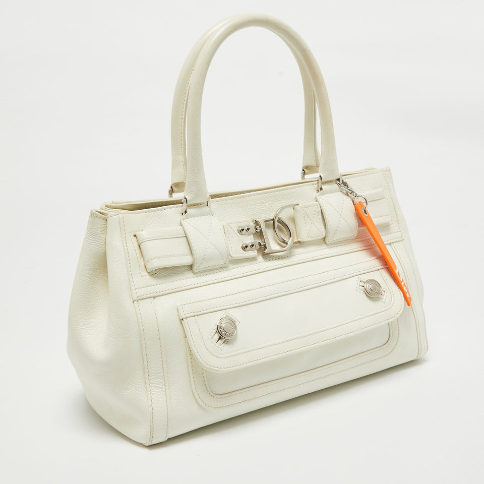 Dior White Leather Flight Tote