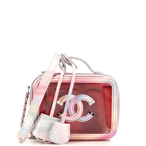CHANEL Filigree Vanity Case PVC with Lambskin Small