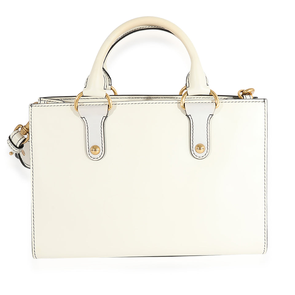 Christian Dior White Smooth Leather D-Bee Tote