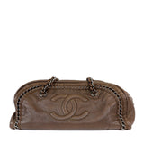 Chanel Metallic Brown CC Bowler Bag with Silver Hardware