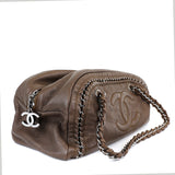 Chanel Metallic Brown CC Bowler Bag with Silver Hardware