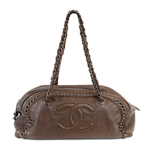 Chanel Metallic Brown CC Bowler Bag with Silver Hardware