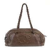 Chanel Metallic Brown CC Bowler Bag with Silver Hardware