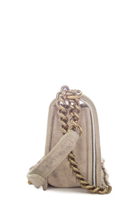 Chanel Taupe Medium Quilted Boy Flap Bag Antique Gold Hardware