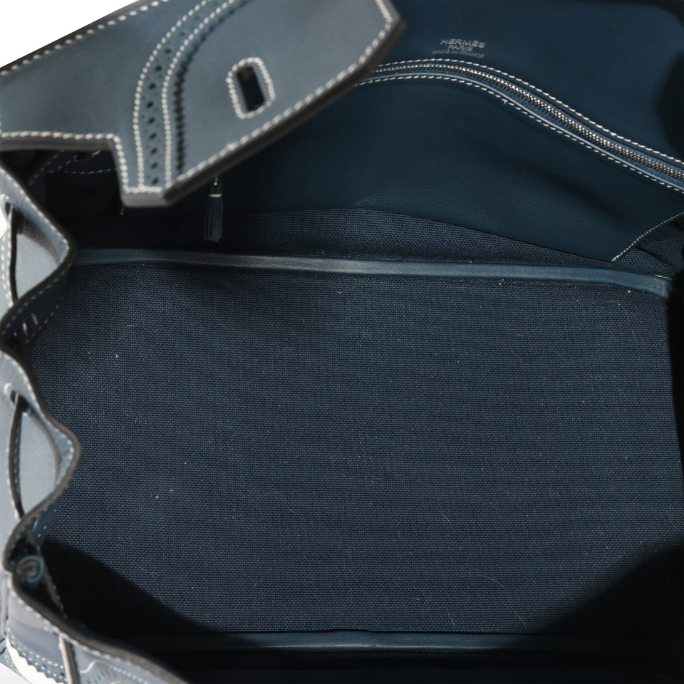 Hermes Blue De Prusse Swift Toile Ghillies Birkin 35
