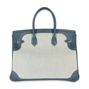 Hermes Blue De Prusse Swift Toile Ghillies Birkin 35