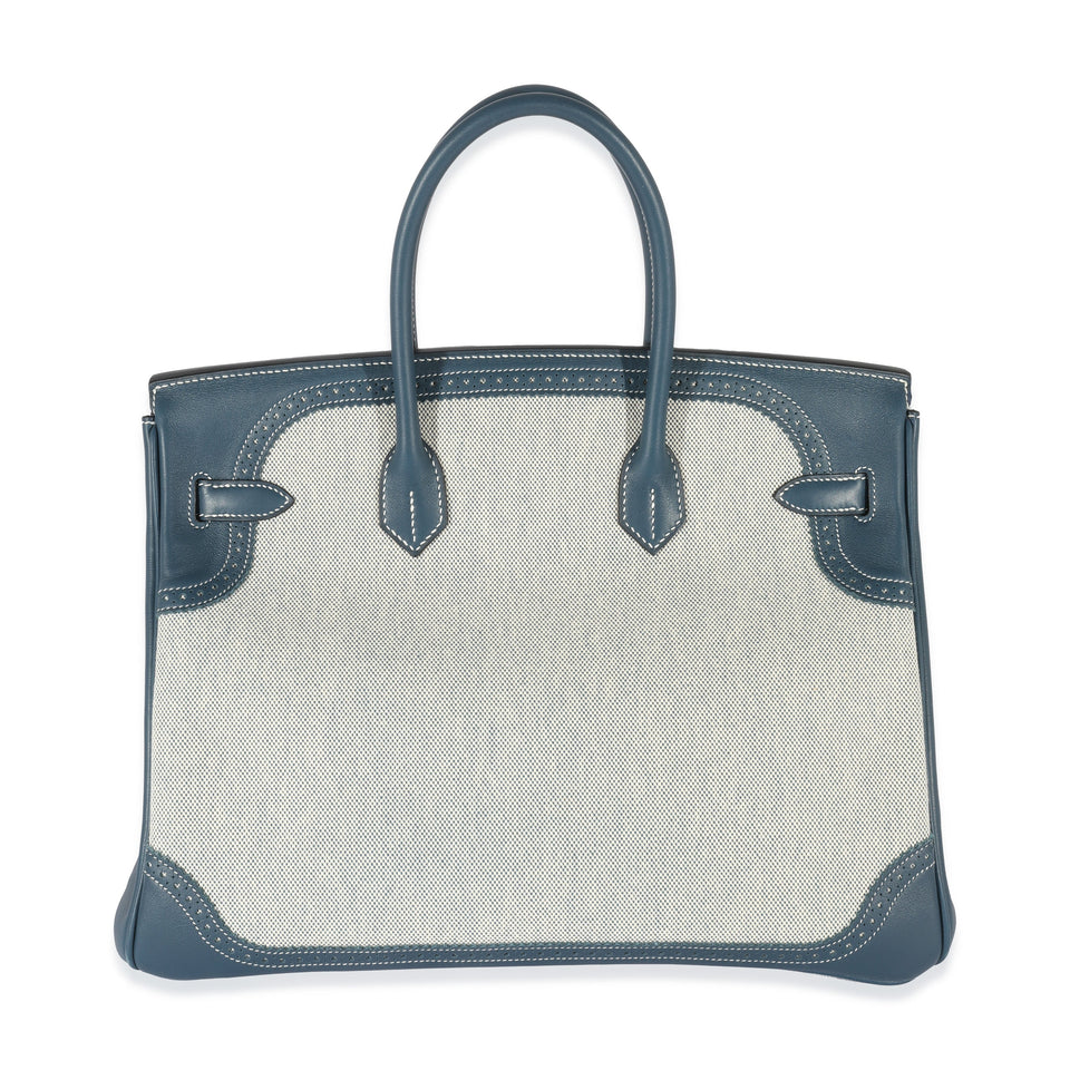 Hermes Blue De Prusse Swift Toile Ghillies Birkin 35