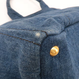 Prada Canapa Large Canvas Tote Bag Hand Bag Denim Blue B1872B