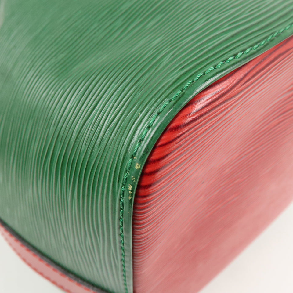 Louis Vuitton Epi Petit Noe Shoulder Bag Bi ColorGreen Red M44147