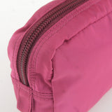 Prada Logo Nylon Leather Pouch Cosmetic Bag Pink 1N0021