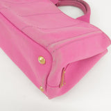 Prada Logo Canapa Mini Canvas Hand Bag Tote Bag Pink