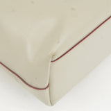 Prada Leather Canvas Tote Bag Hand Bag Greige Red Wine B10189