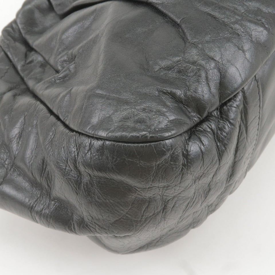 Prada Logo Leather Shoulder Bag With Tassel Black