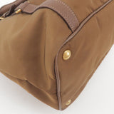 Prada Logo Nylon Leather 2Way Bag Hand Bag Brown BR4993