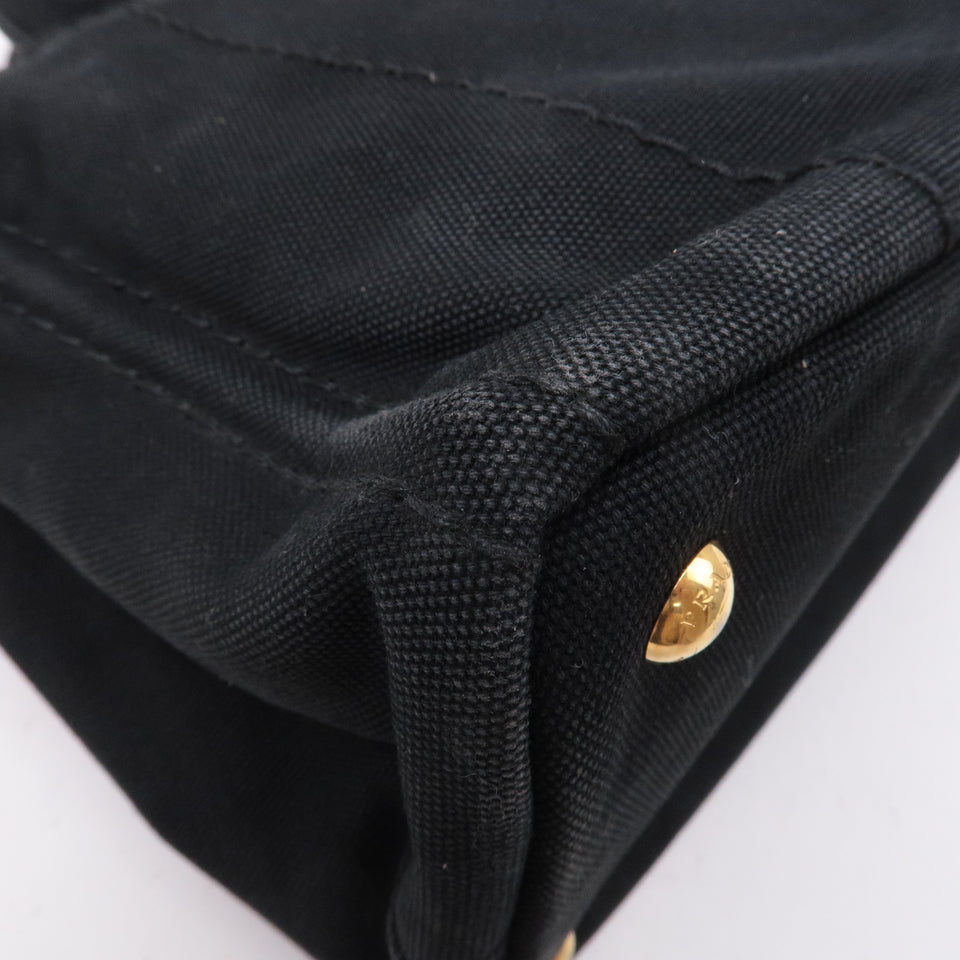 Prada Canapa Mini Canvas Tote Bag Hand Bag Black