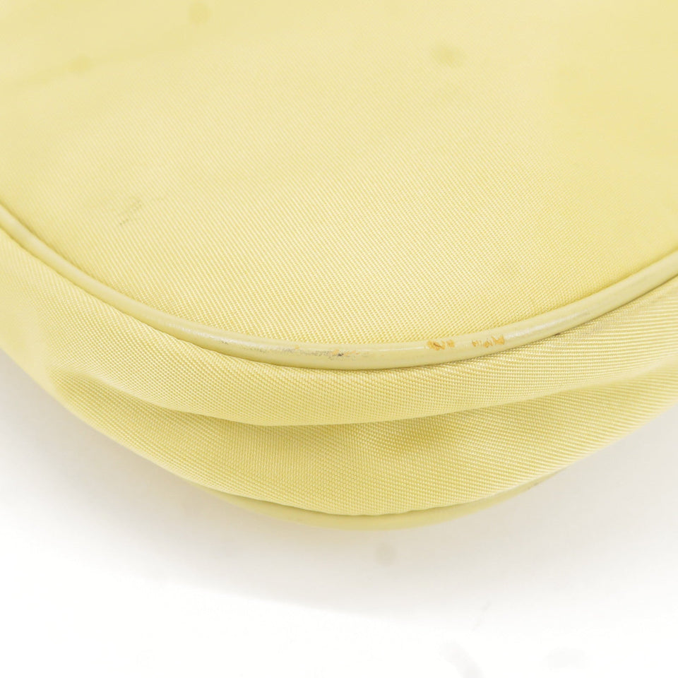 Prada Logo Nylon Leather Chain Shoulder Bag Yellow BR0104